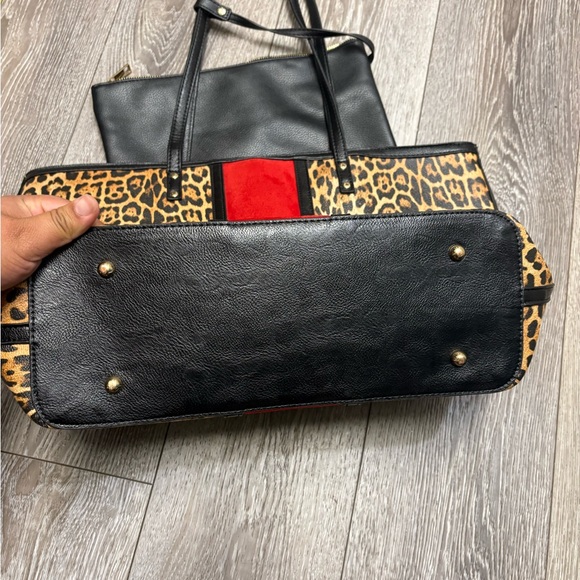 Chicos Leopard Print Tote Bag with Red Accent - Picture 8 of 13